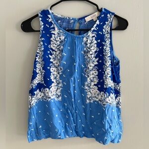 LOFT Blue Floral Sleeveless Blouse Size Small Lightweight Tank Top